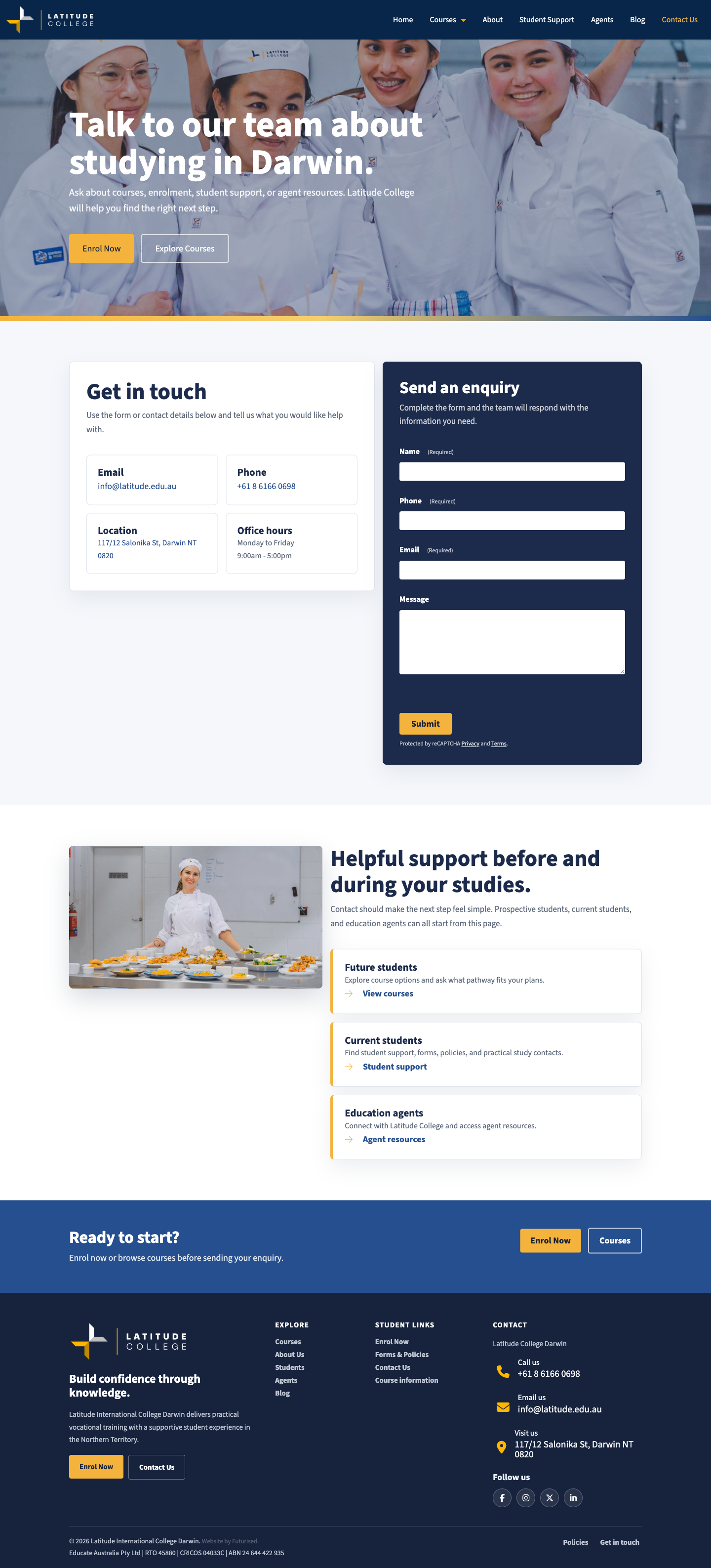 After screenshot for Contact page