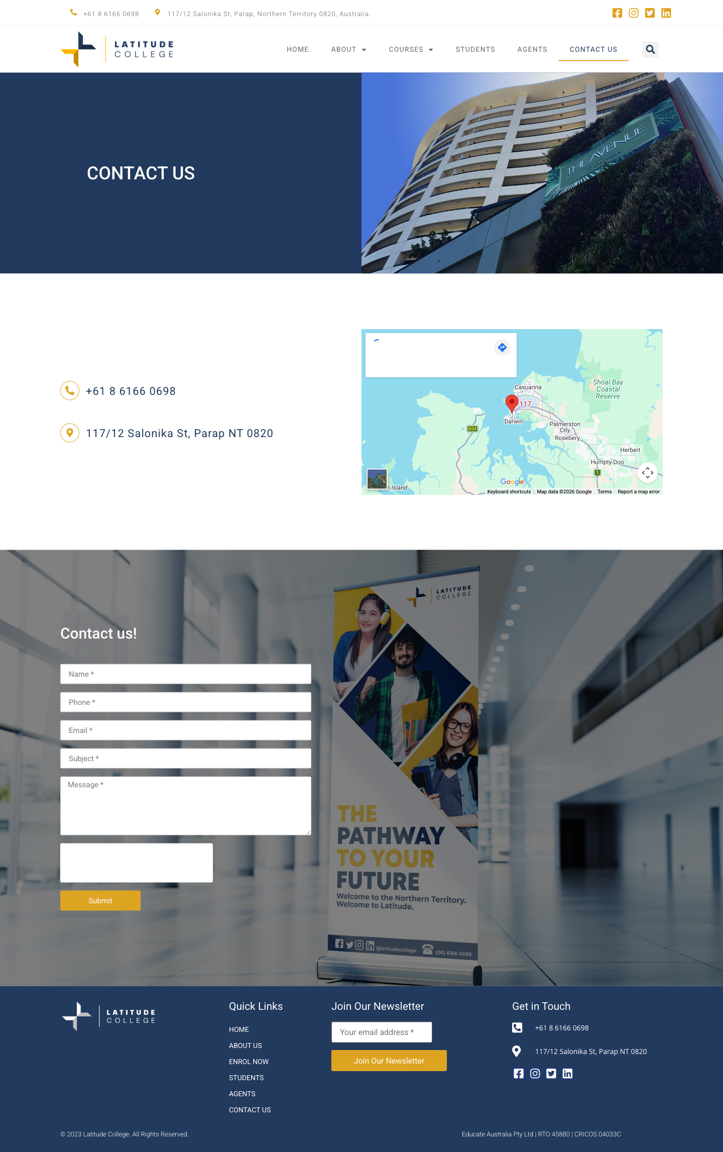 Before screenshot for Contact page